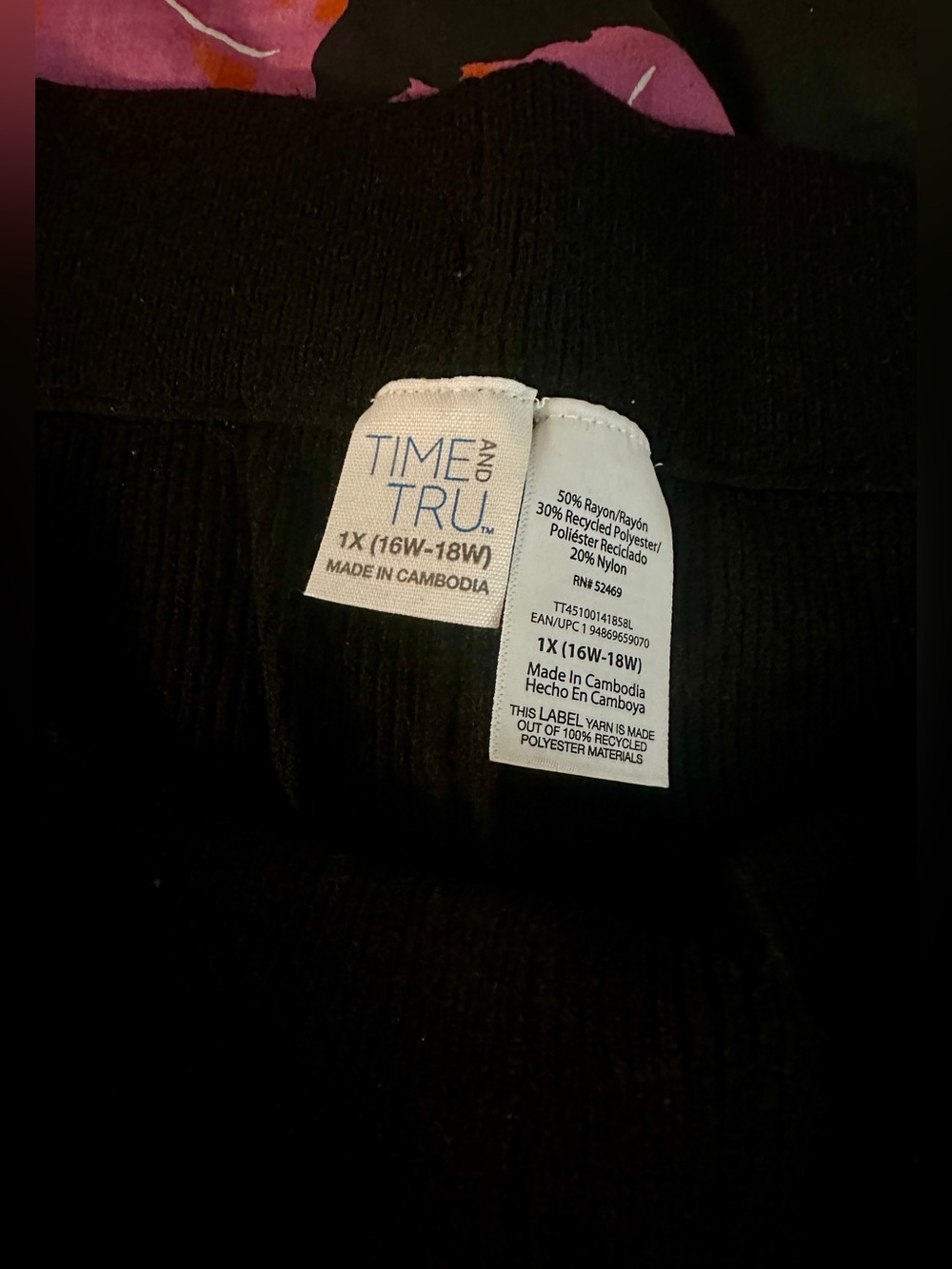 TIME AND TRU Black Women's Sweater pant set - 1X